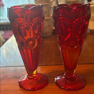 Vintage Red Glass Vases